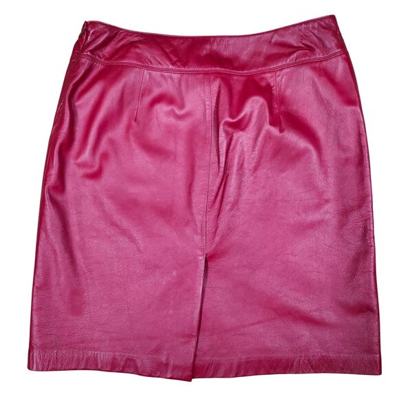 Lauren Ralph Lauren Womens Red Leather Skirt Size 14 NWT - Picture 2 of 8